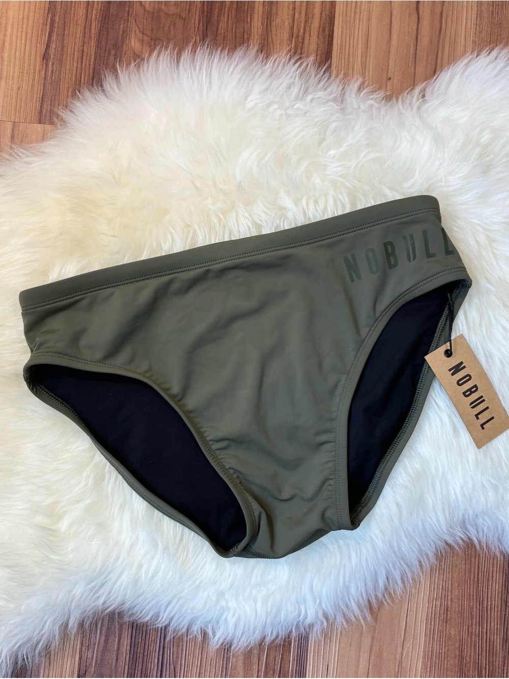 NoBull Women’s Army Green Lined Bikini Swim Bottoms • Size L